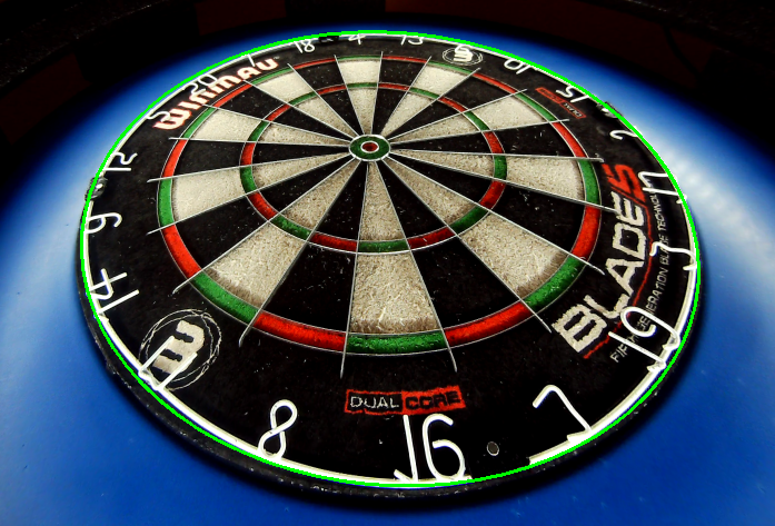 Boundary detection of dart board