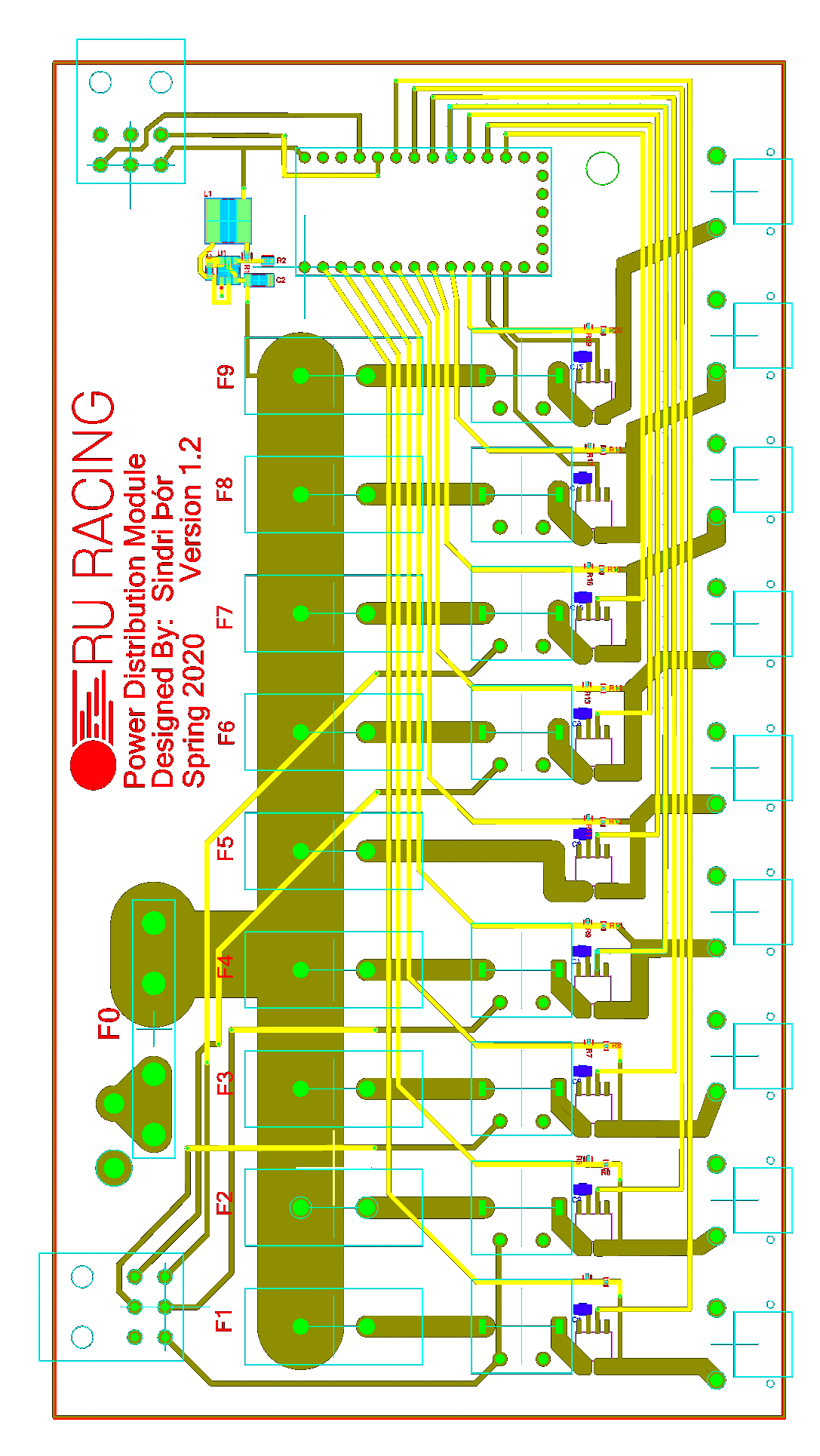 Full sized PCB layout of the PDM (w/o GND plane)